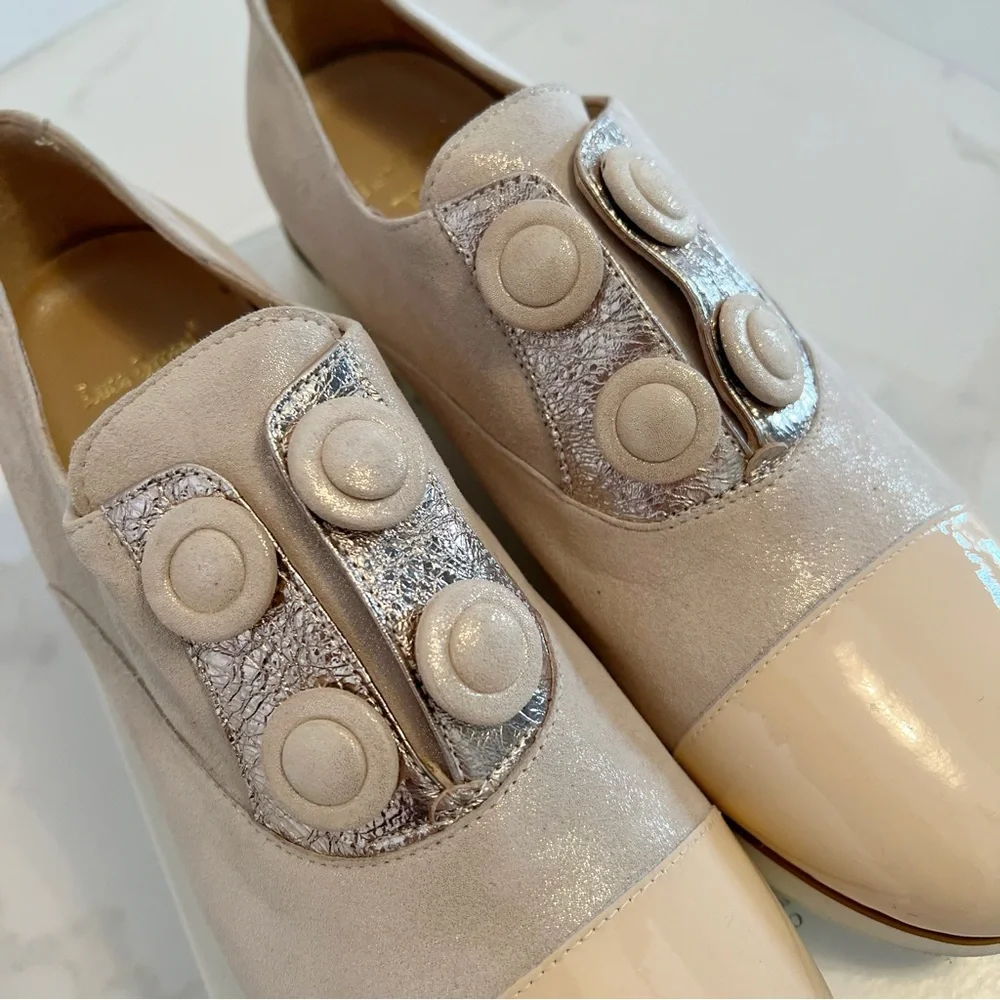 ITALIAN Sparkly Beige Silver Leather
Suede Hardwear Shoe Size 39 - Picture 6 of 16